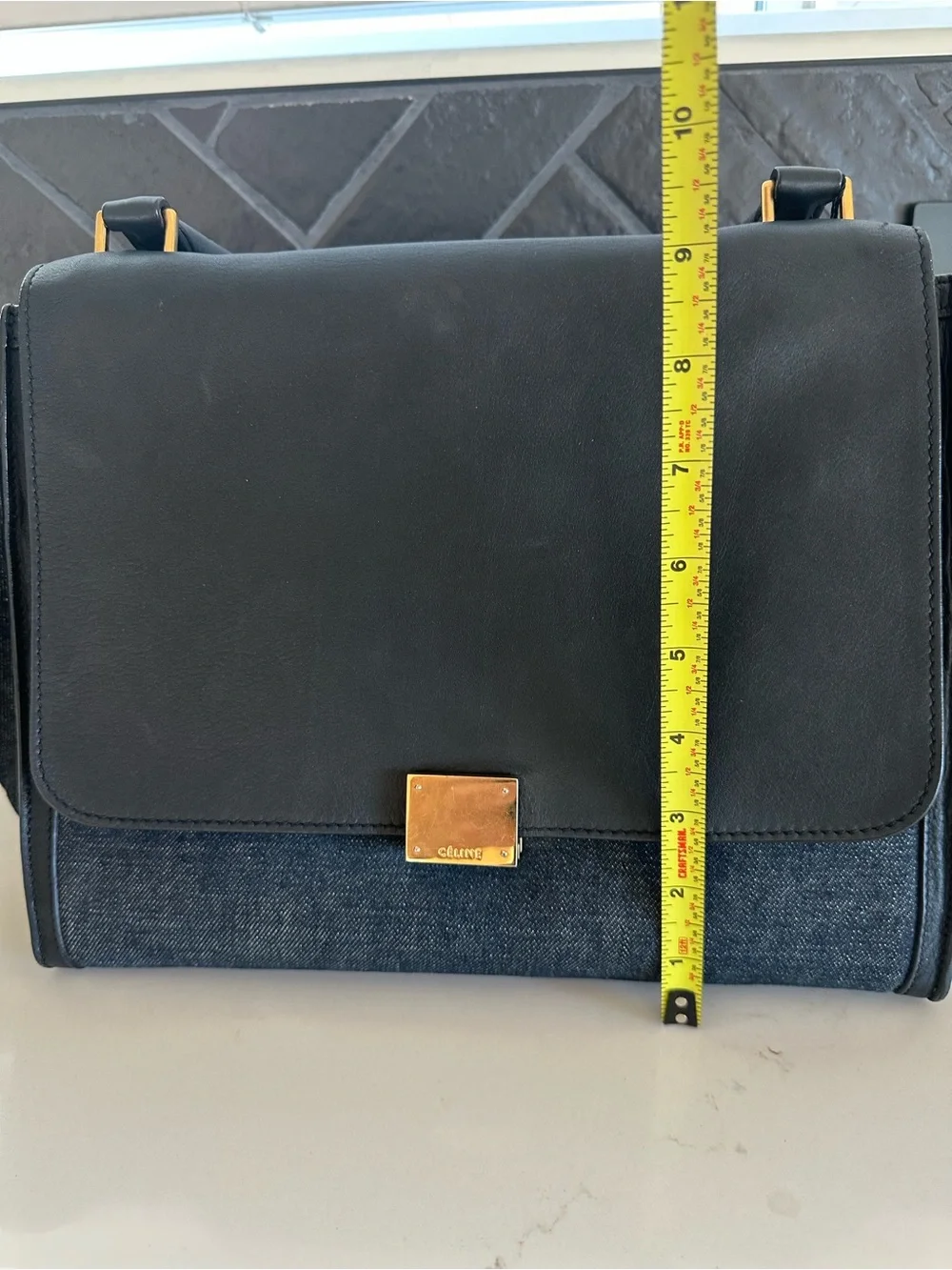 Celine Denim & Leather Trapeze Bag | Rare Vintage Chic - Picture 12 of 16
